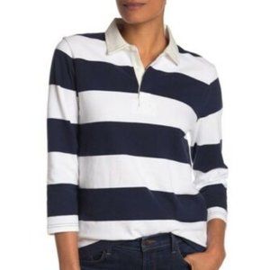 J. Crew Rugby Stripe Polo 3/4 Sleeve polo